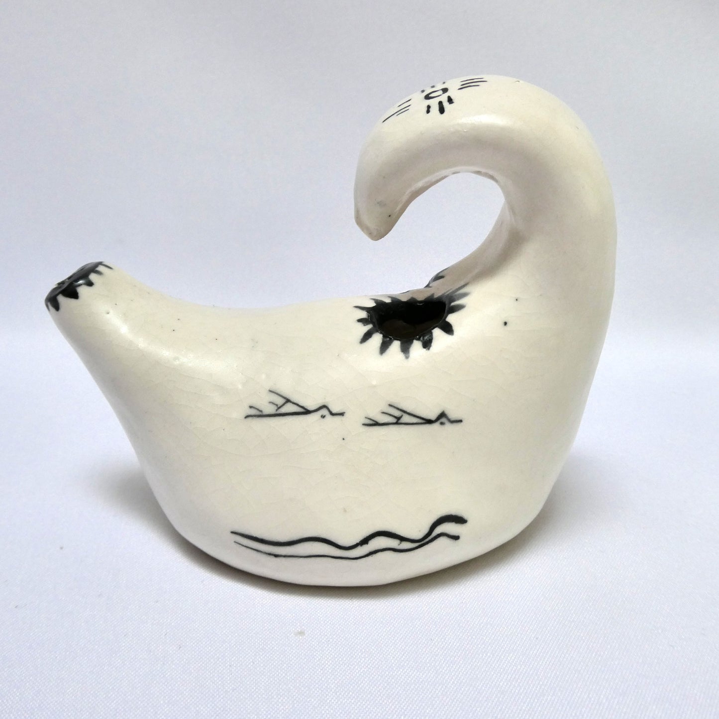 UNIQUE HANDMADE MEXICAN-STYLE FOLK ART POTTERY by Turorenda #734: THE GRACEFUL SWAN