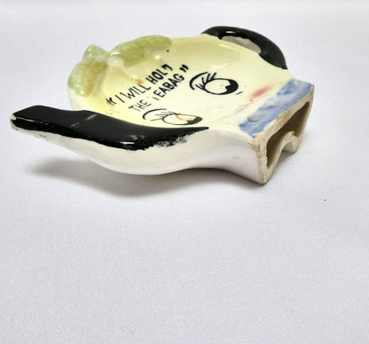 1950's Kitchen Countertop Pottery Tea Bag Holder from Japan: "I WILL HOLD THE TEABAG"