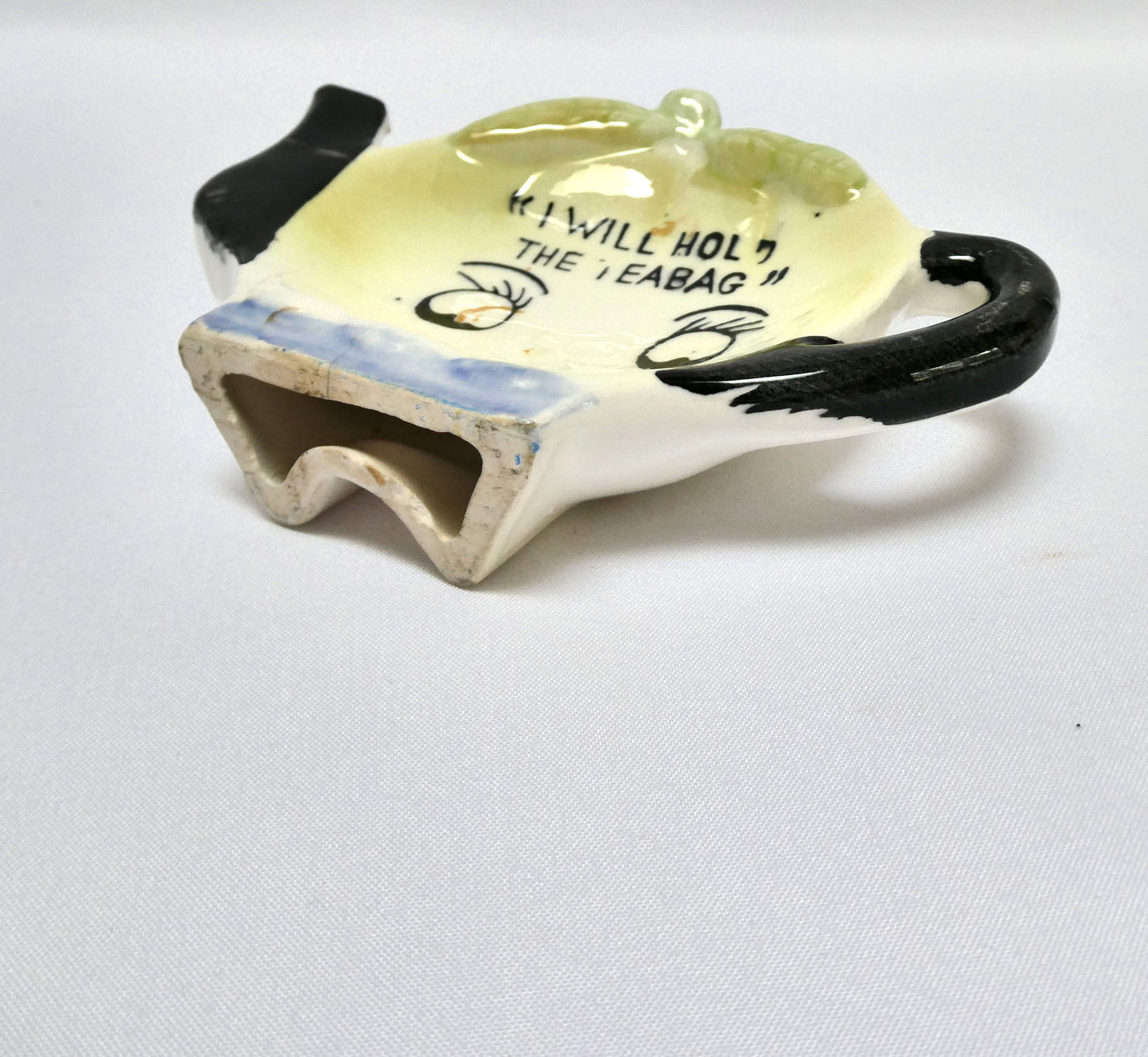 1950's Kitchen Countertop Pottery Tea Bag Holder from Japan: "I WILL HOLD THE TEABAG"