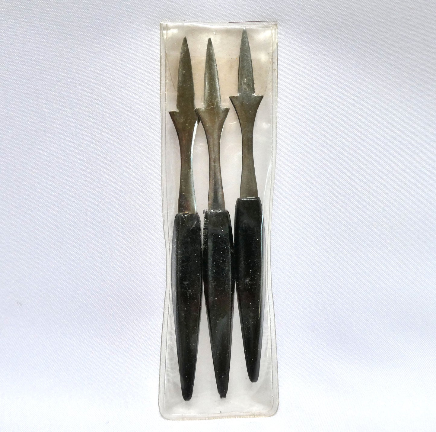 Vintage Mid-Century Modern Swanky Black and Chrome Japan Cocktail Picks, Set of THREE!