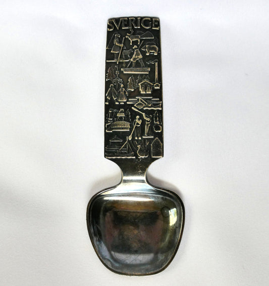 Vintage 1960's Swedish Silverplated Nordic-Imagery Spoon, Designed by C.G. Hallberg