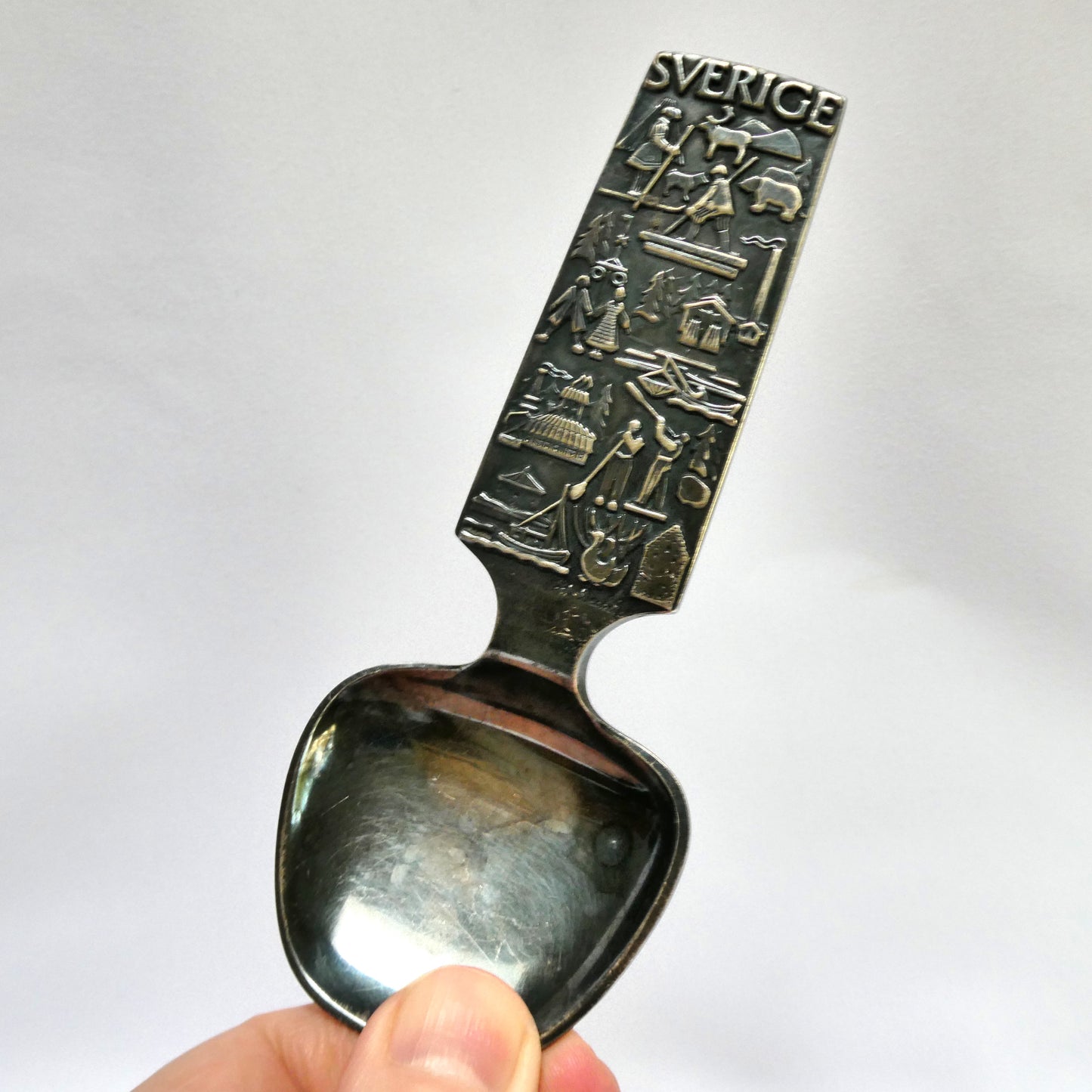 Vintage 1960's Swedish Silverplated Nordic-Imagery Spoon, Designed by C.G. Hallberg