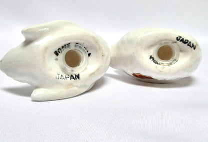 Vintage 60's PAIR OF WHITE SWAN SALT AND PEPPER SHAKERS, Made in Japan