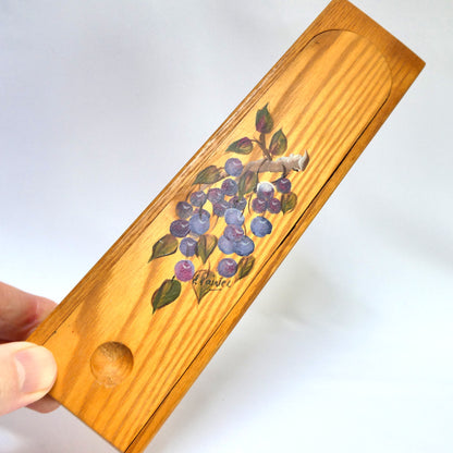 VINTAGE SOLID WOOD SLIDING-LID PENCIL TRAY: Handpainted and Signed by the Artist