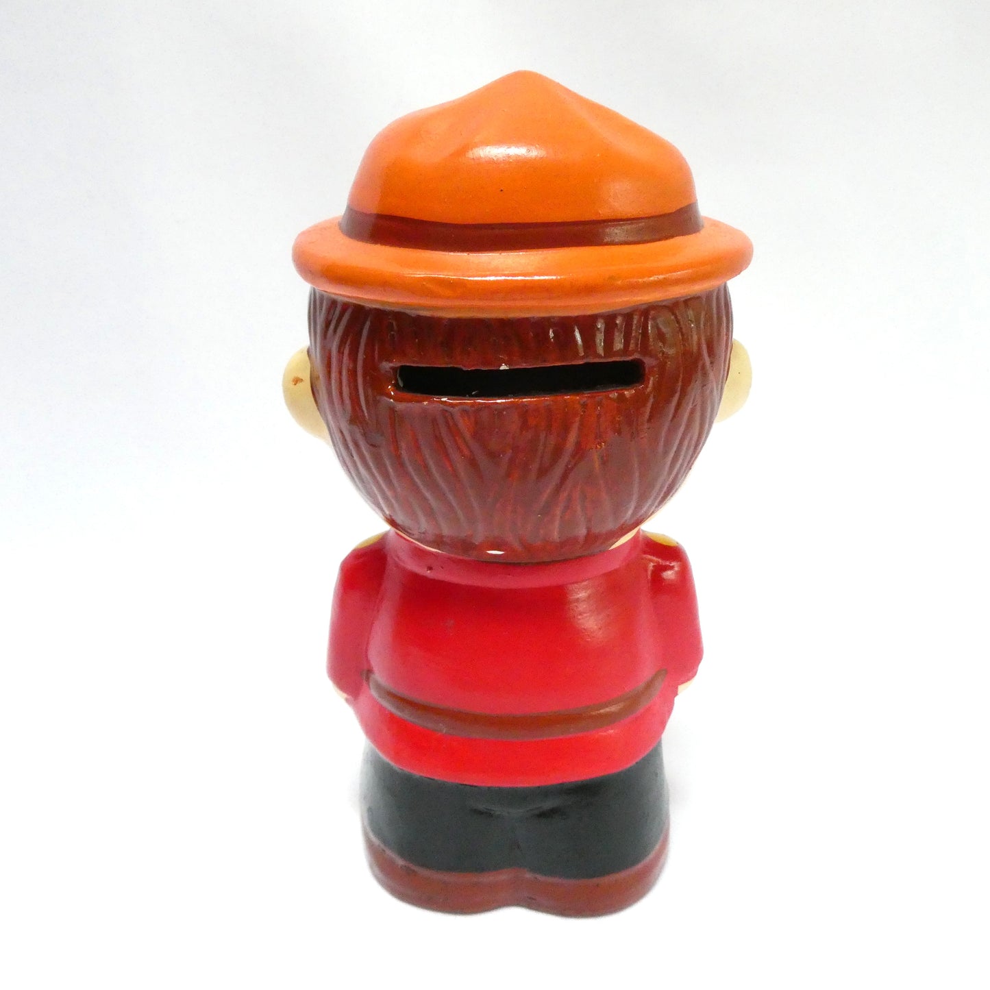 1960s Vintage handmade and hand-painted Japanese Ceramic Piggy Bank: THE ROYAL CANADIAN MOUNTED POLICE (RCMP)