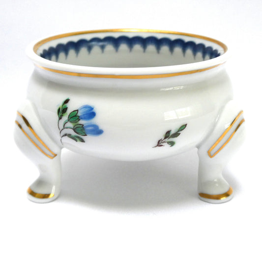 Vintage Richard Ginori Three-Footed Italian Salt Dish Featuring Porcelain Fruit and Plum Pattern