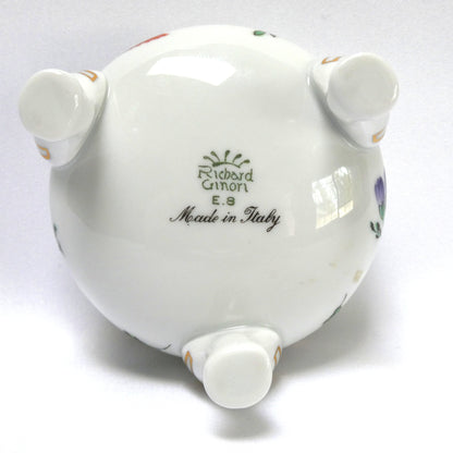 Vintage Richard Ginori Three-Footed Italian Salt Dish Featuring Porcelain Fruit and Plum Pattern