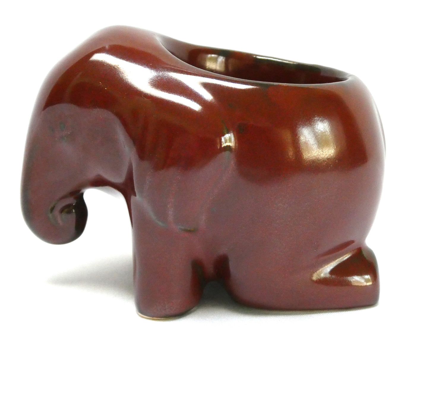 PartyLite Brown Ceramic Kneeling Elephant Tea Light Candle Holder