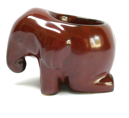 PartyLite Brown Ceramic Kneeling Elephant Tea Light Candle Holder