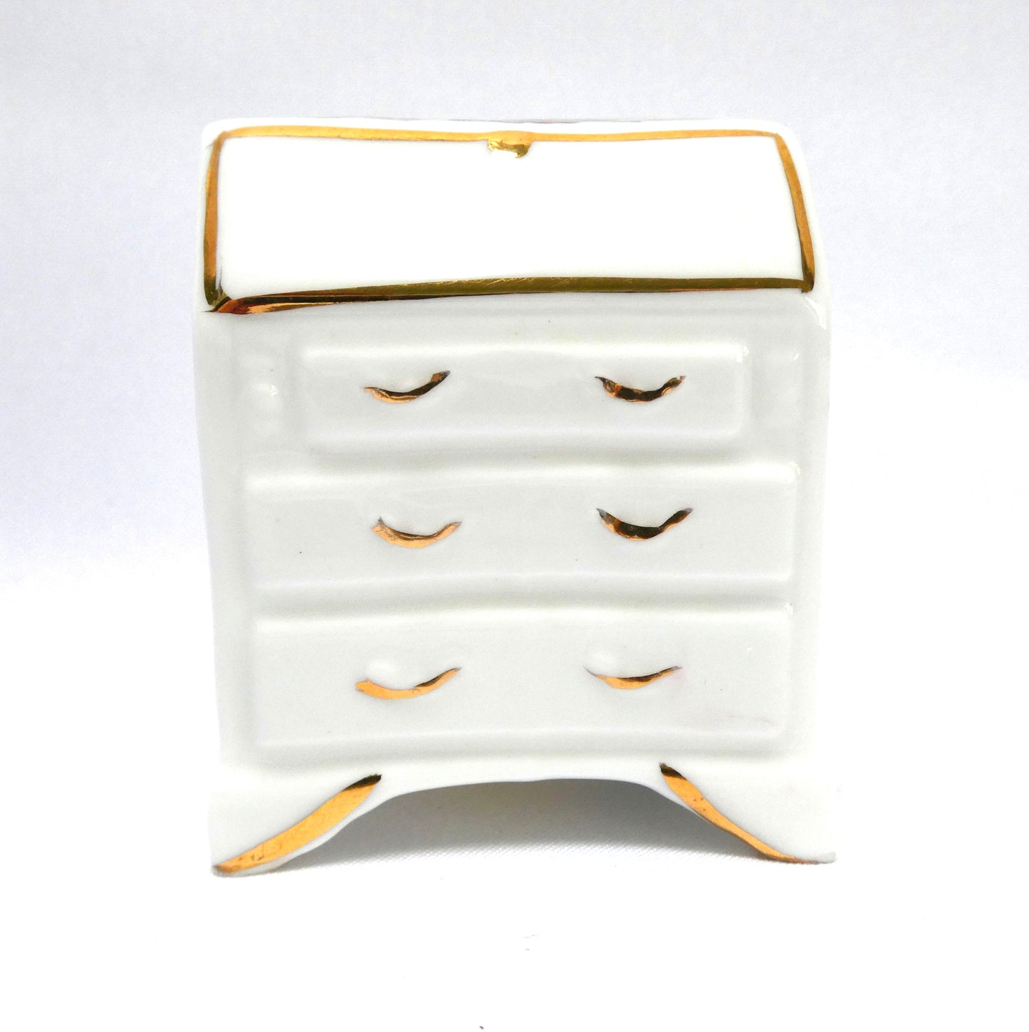 Vintage AYNSLEY MINIATURE English Floral Garden Bone China Gold-Trimmed Dressing Bureau