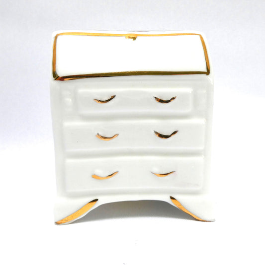 Vintage AYNSLEY MINIATURE English Floral Garden Bone China Gold-Trimmed Dressing Bureau