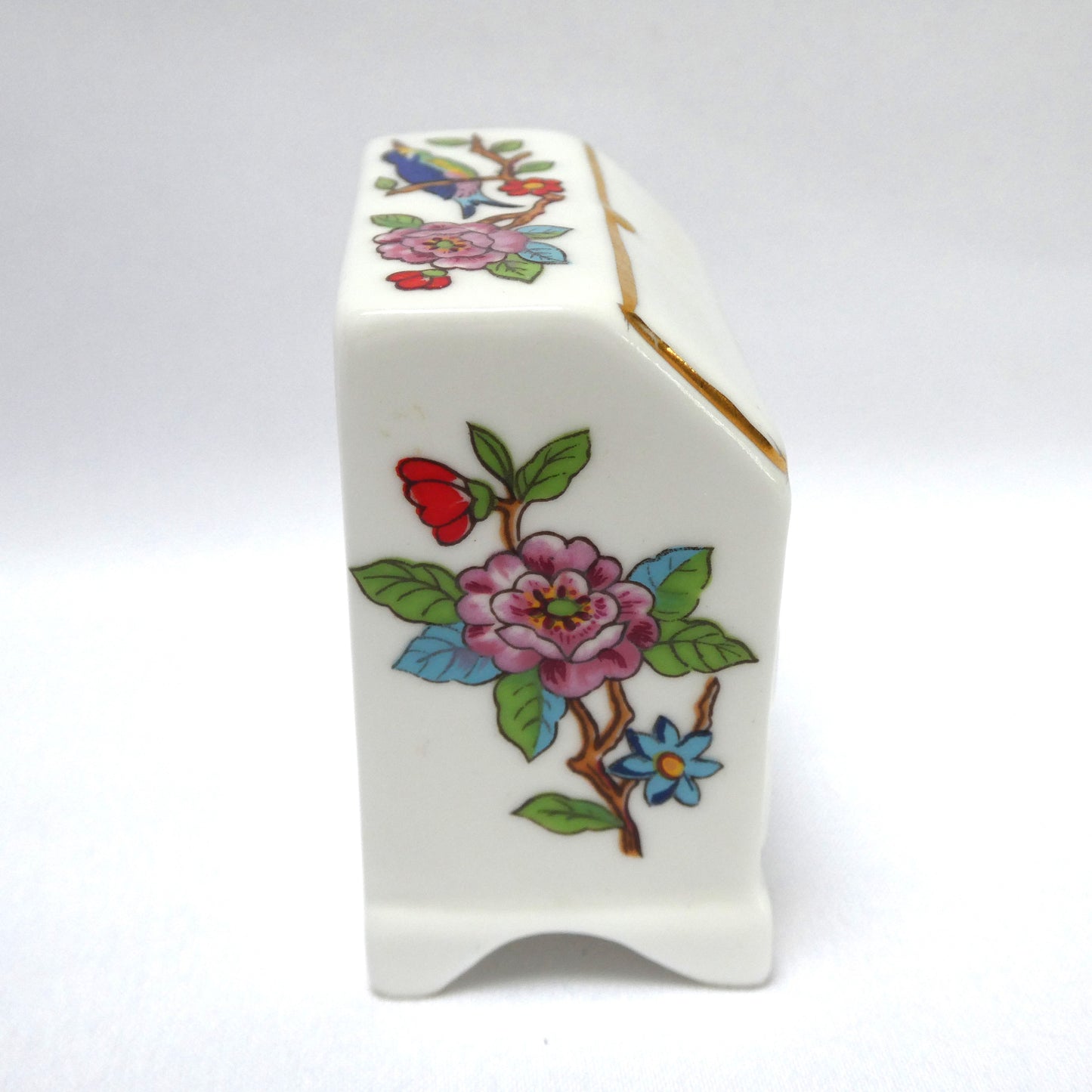Vintage AYNSLEY MINIATURE English Floral Garden Bone China Gold-Trimmed Dressing Bureau
