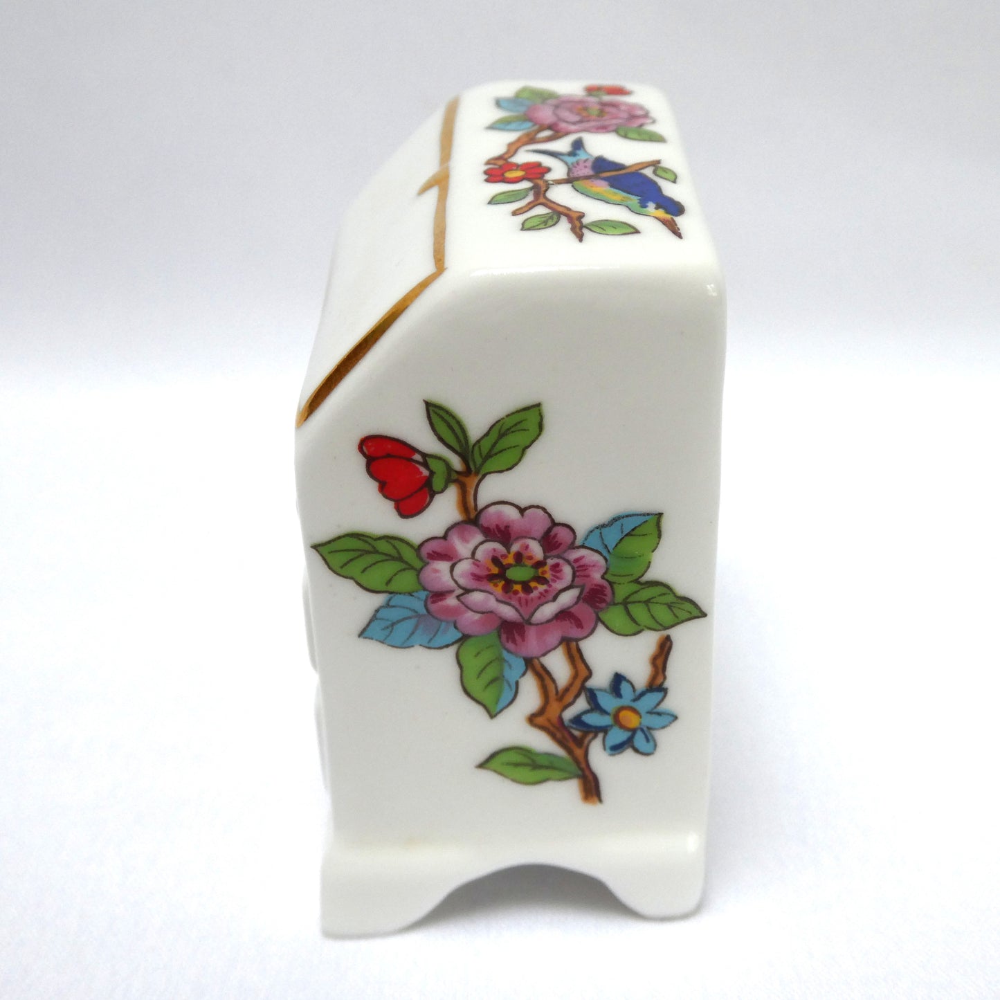 Vintage AYNSLEY MINIATURE English Floral Garden Bone China Gold-Trimmed Dressing Bureau