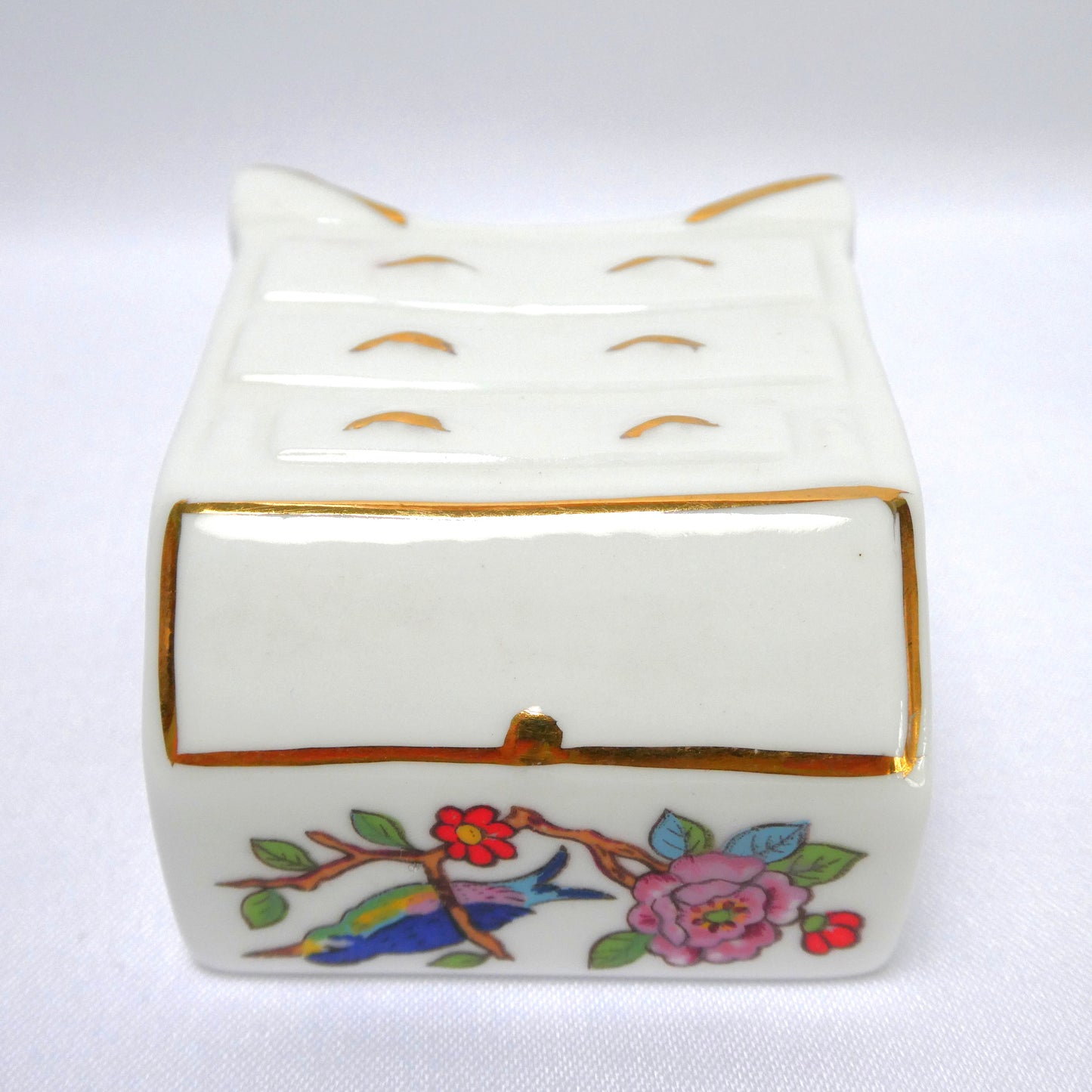 Vintage AYNSLEY MINIATURE English Floral Garden Bone China Gold-Trimmed Dressing Bureau