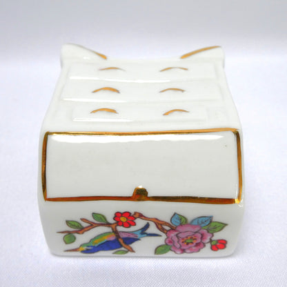 Vintage AYNSLEY MINIATURE English Floral Garden Bone China Gold-Trimmed Dressing Bureau