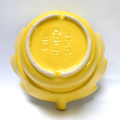 Vintage Yellow and Gold Pottery Leaf-Shaped Serving Bowl numbered 814, by The California USA Pottery Company