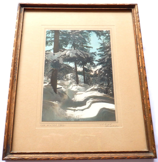 'THE WINTER TRAIL', A Hand-Tinted Black & White Photograph by J.H. Allen of Nelson B.C.