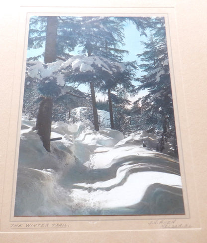 'THE WINTER TRAIL', A Hand-Tinted Black & White Photograph by J.H. Allen of Nelson B.C.