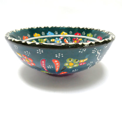 Vintage 5-inch Traditionally Handmade Turkish Serving Bowl, Vibrant Floral Pattern Hand-Signed by the Artist!