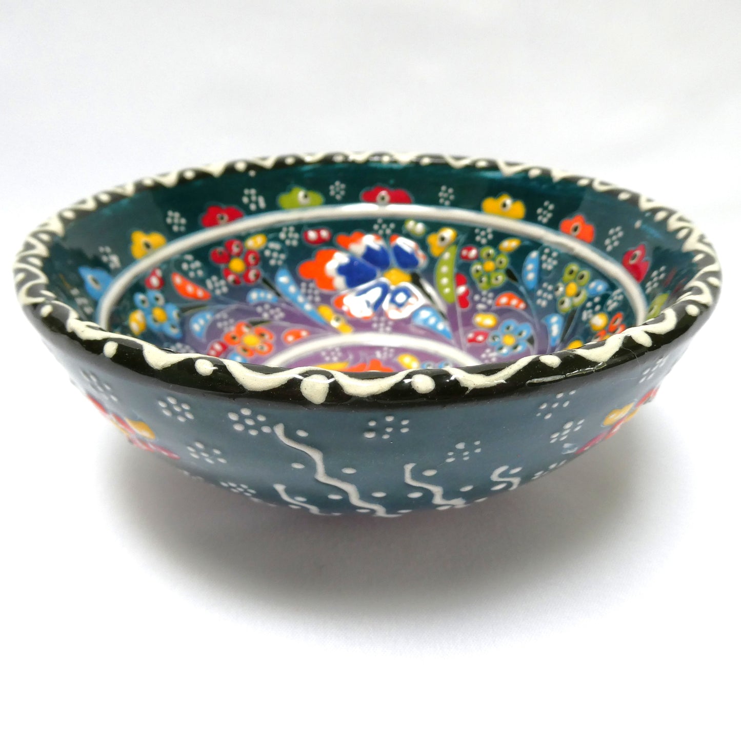 Vintage 5-inch Traditionally Handmade Turkish Serving Bowl, Vibrant Floral Pattern Hand-Signed by the Artist!