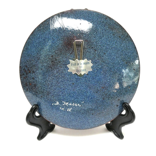 Vintage Enameled Copper Mini Dish, Hand-Painted by Canadian Artist D. Masse of Quebec, Canada