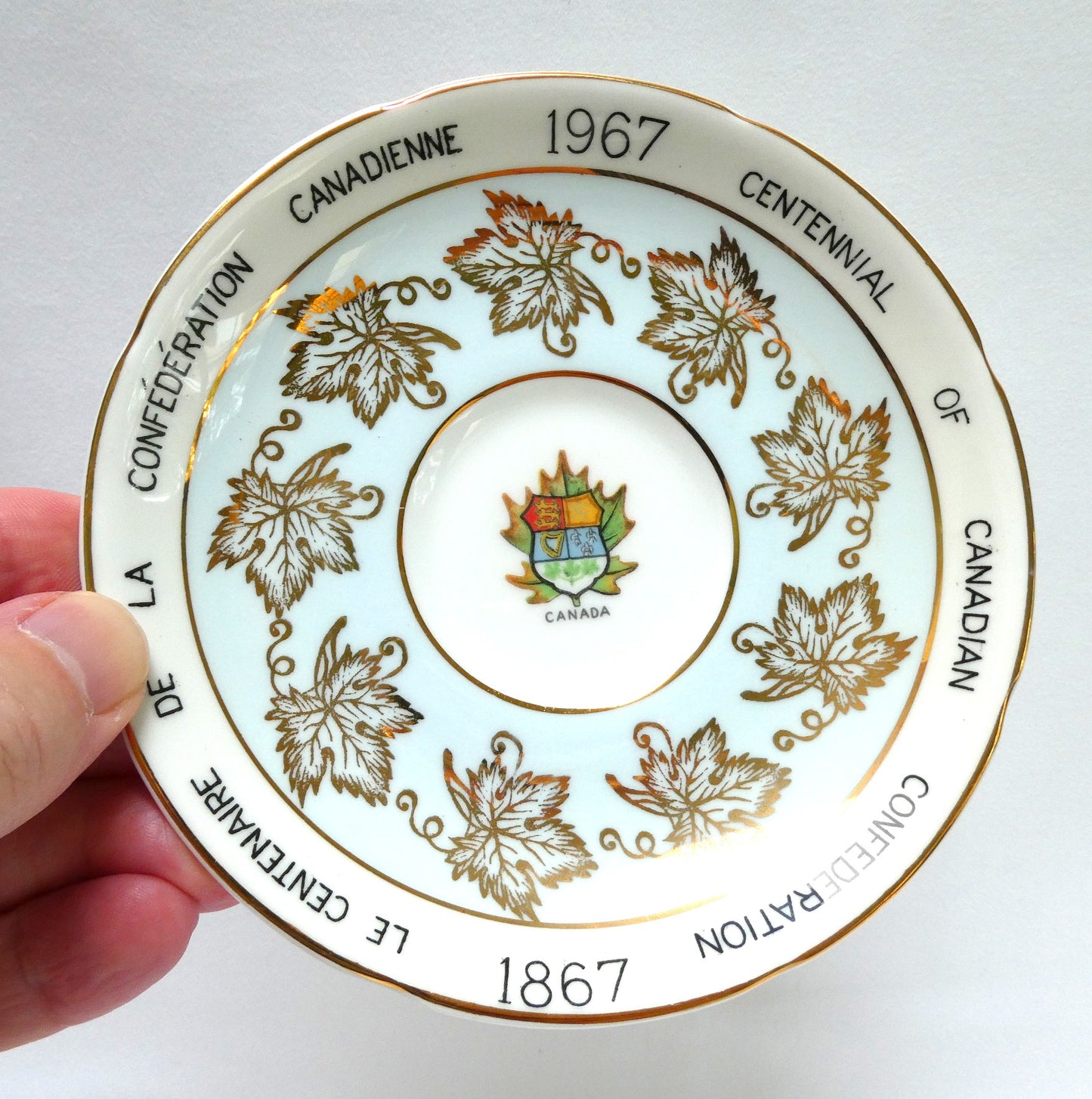 Vintage Rare Royal Grafton 1967 Centennial of Canadian Confederation Tea Cup and Saucer, Featuring the Gold Maple Leaves!