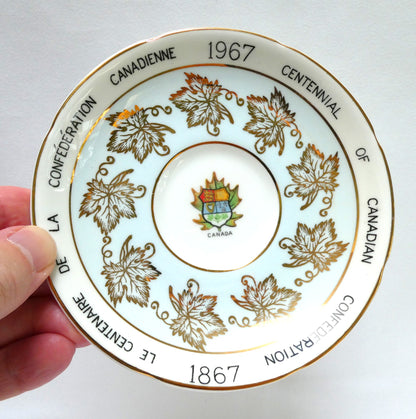 Vintage Rare Royal Grafton 1967 Centennial of Canadian Confederation Tea Cup and Saucer, Featuring the Gold Maple Leaves!