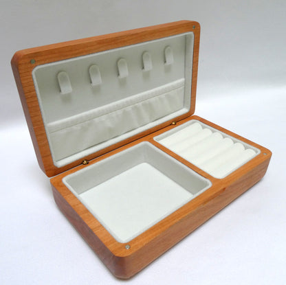 Contemporary Lazer-Etched Jewelry Caddy Box, Featuring a Hinged Lid, White Interior and Dandelions "Just Breathe"