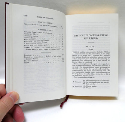 2002 Commemorative Edition of The ORIGINAL 1896 FANNIE FARMER COOKBOOK, in Leather with Gold-Gilting By The Boston Cooking School