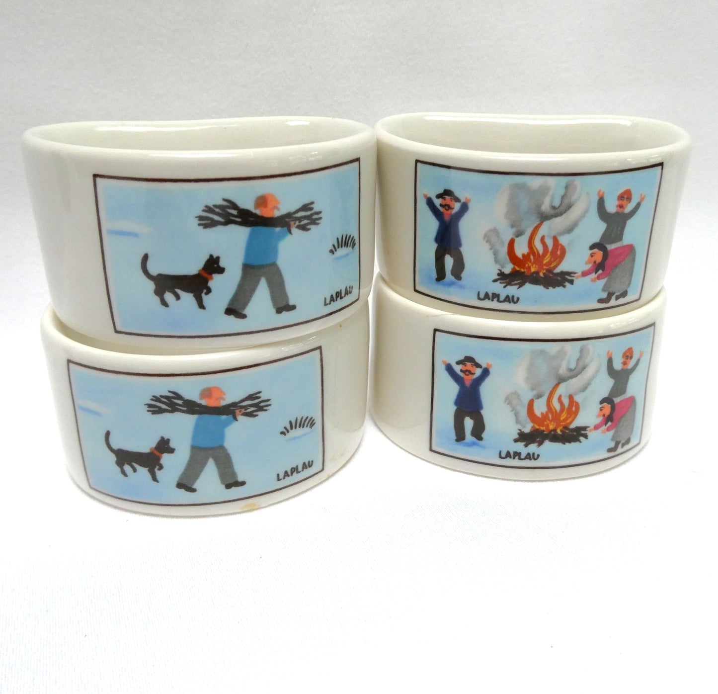 Vintage VILLEROY & BOCH Ceramic Napkin Rings: Designed by Naif Artist Gérard Laplau