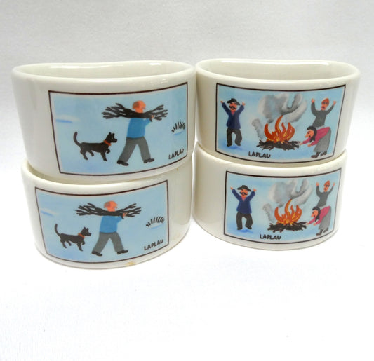 Vintage VILLEROY & BOCH Ceramic Napkin Rings: Designed by Naif Artist Gérard Laplau