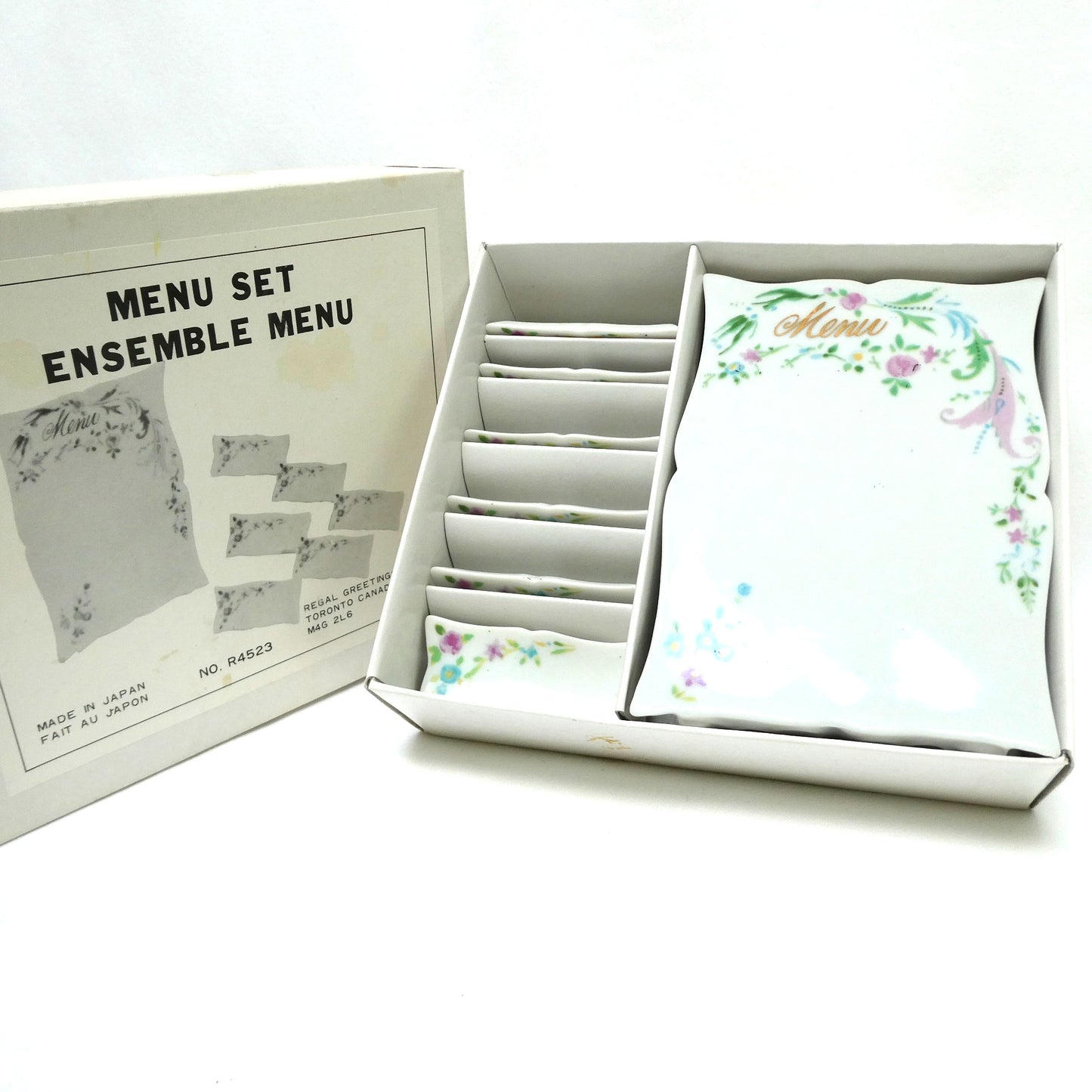1970's Lillian Vernon Table Menu Display and Six Place Settings, By Regal Greetings and Gifts of Toronto, Ontario