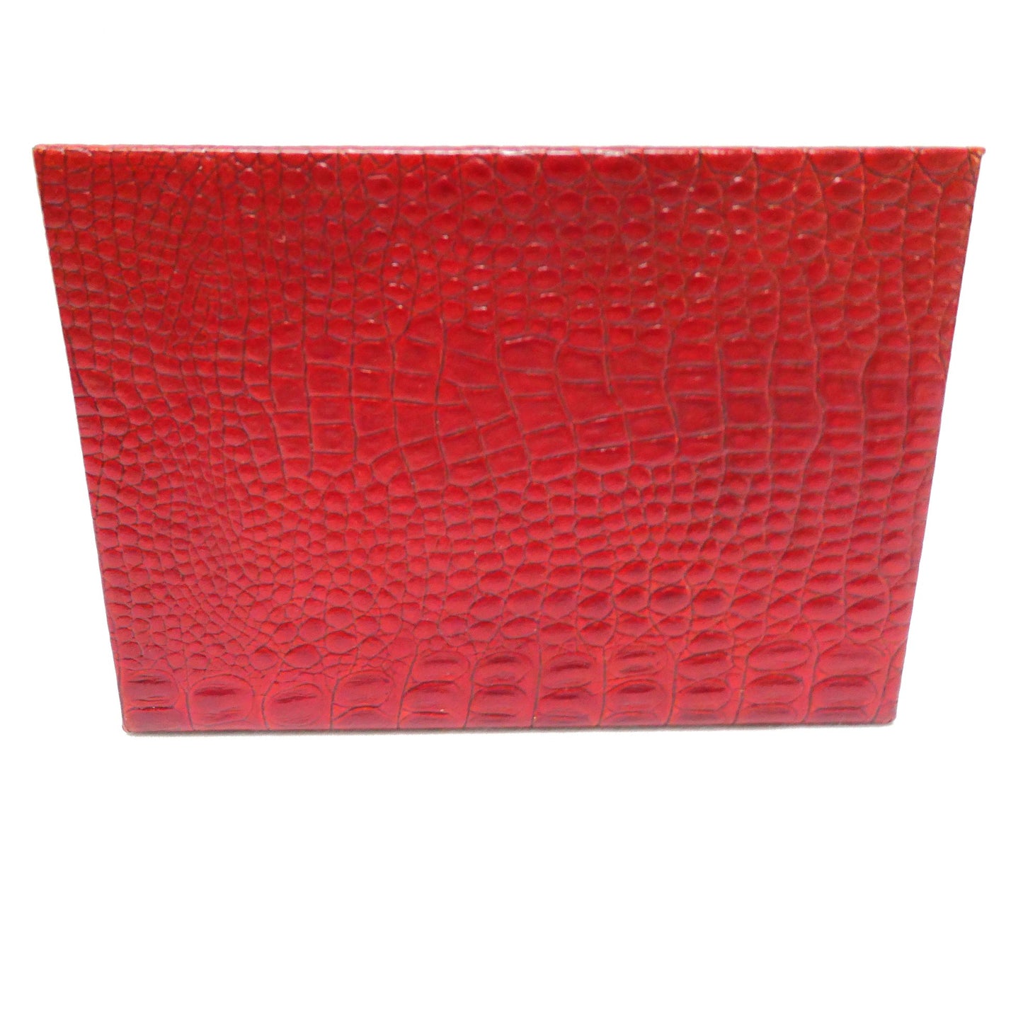 Vintage 1970's Desk Top Letter Holder, Styled in Maroon Textured Crocodile or Alligater Skin