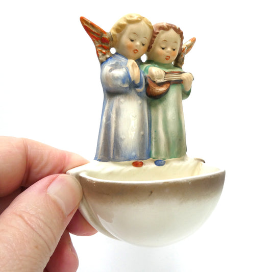 Goebel Hummel Model #146 Holy Water Porcelain Wall Font: Entitled 'Angel Duet' or Two Angels Singing