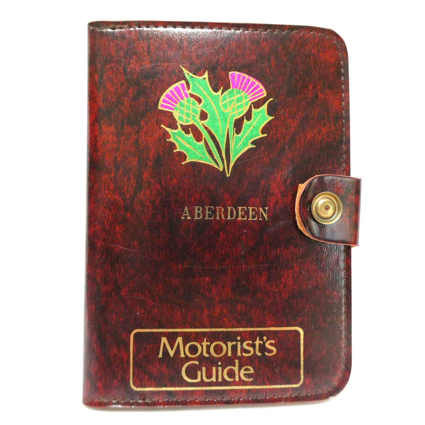 VINTAGE SCOTTISH MOTORIST'S GUIDE LEATHER POUCH: Featuring Aberdeen and The Scottish Thistle!