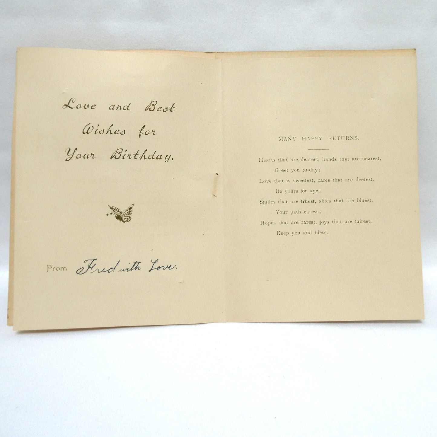 Antique 1900's Celluloid and Linen Greeting Card by Raphael Tuck and Sons: 'Pink Rose Happy Thoughts' in Original Frame!