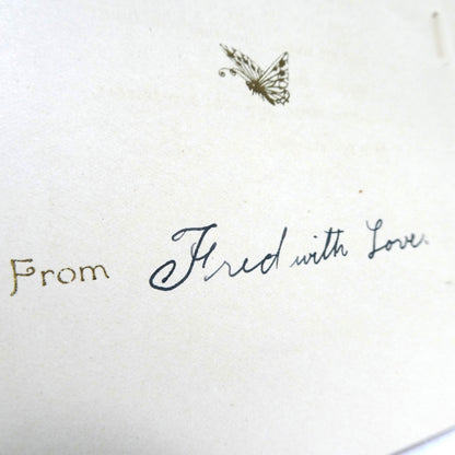 Antique 1900's Celluloid and Linen Greeting Card by Raphael Tuck and Sons: 'Pink Rose Happy Thoughts' in Original Frame!