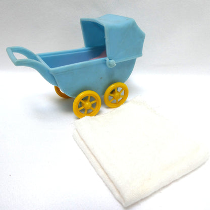 Pair of Vintage Toy Baby Plastic Prams, with Bonus Baby and Bottle, plus extra items!