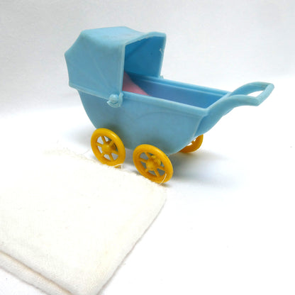 Pair of Vintage Toy Baby Plastic Prams, with Bonus Baby and Bottle, plus extra items!