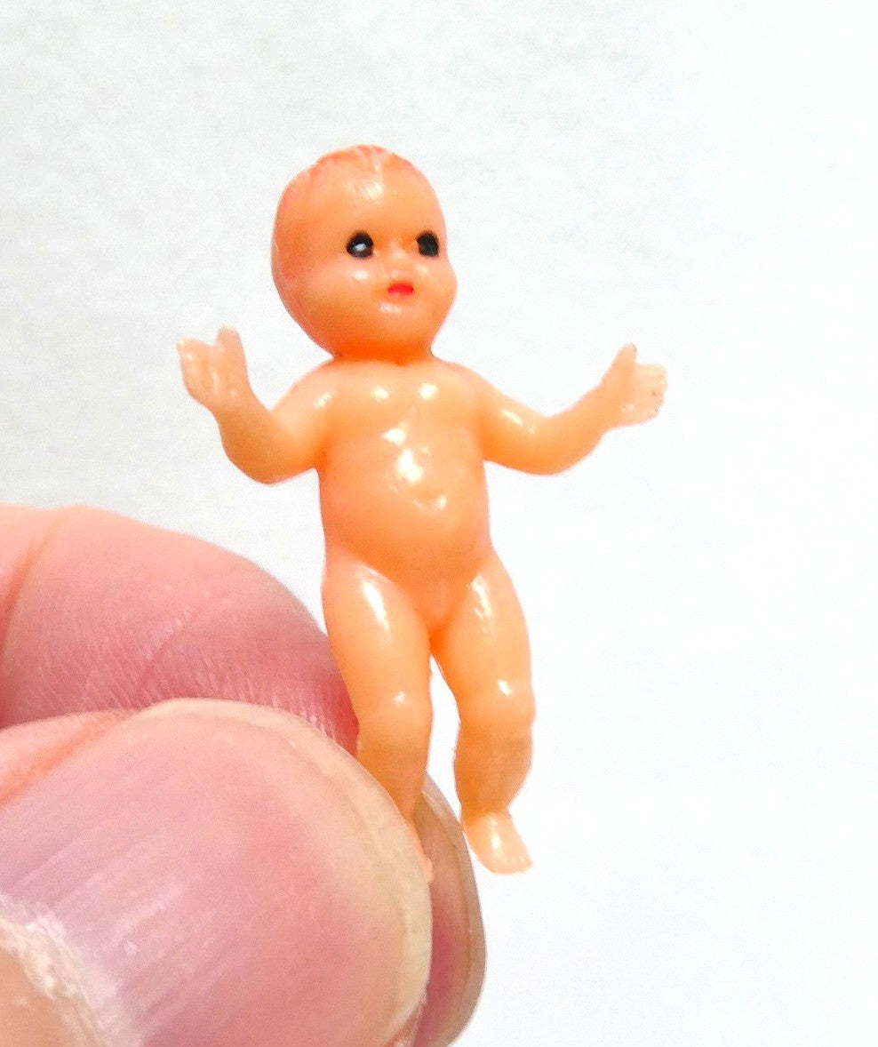 1950's Vintage Plastic Dollhouse Miniature Baby Figurines, aka "Frozen Charlotte Dolls"