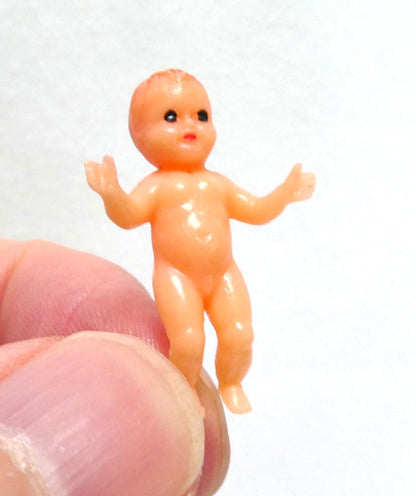 1950's Vintage Plastic Dollhouse Miniature Baby Figurines, aka "Frozen Charlotte Dolls"