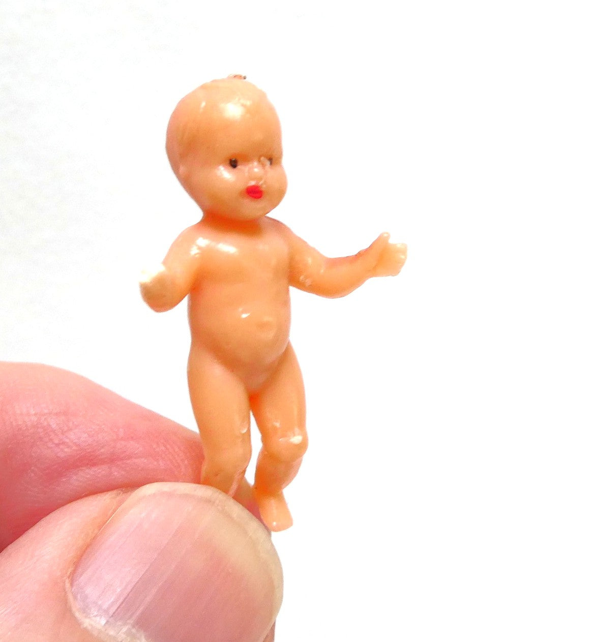 1950's Vintage Plastic Dollhouse Miniature Baby Figurines, aka "Frozen Charlotte Dolls"