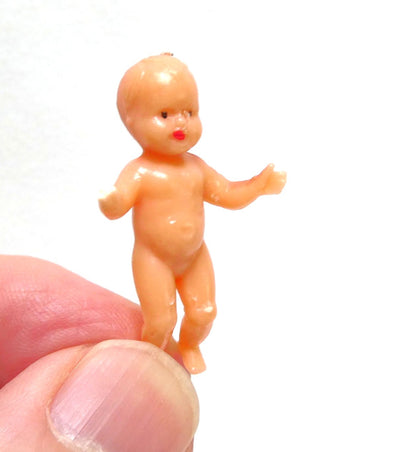1950's Vintage Plastic Dollhouse Miniature Baby Figurines, aka "Frozen Charlotte Dolls"