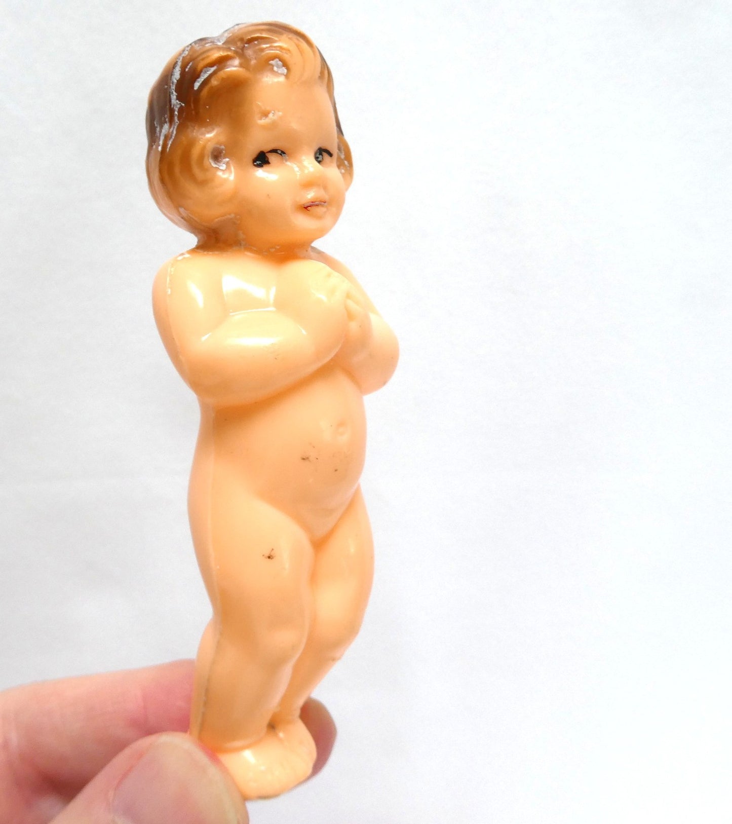1950's Vintage Plastic Dollhouse Miniature Baby Figurines, aka "Frozen Charlotte Dolls"