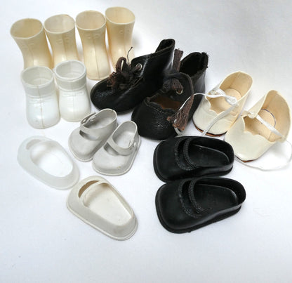 VINTAGE DOLL DRESS SHOES (LOT #1) Seven Pairs in Multiple Colours Including CINDERELLA Doll Shoes.