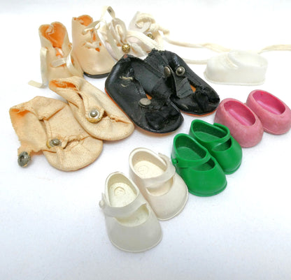 VINTAGE DOLL DRESS SHOES (LOT #2) Seven Pairs in Multiple Colours Including GINNY Doll Shoes.