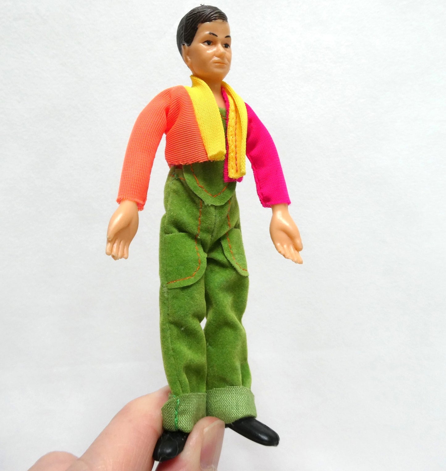 Vintage 4-Inch Tall MARX RUBBER BENDABLE DOLLHOUSE FIGURE, Fully Dressed plus extras!