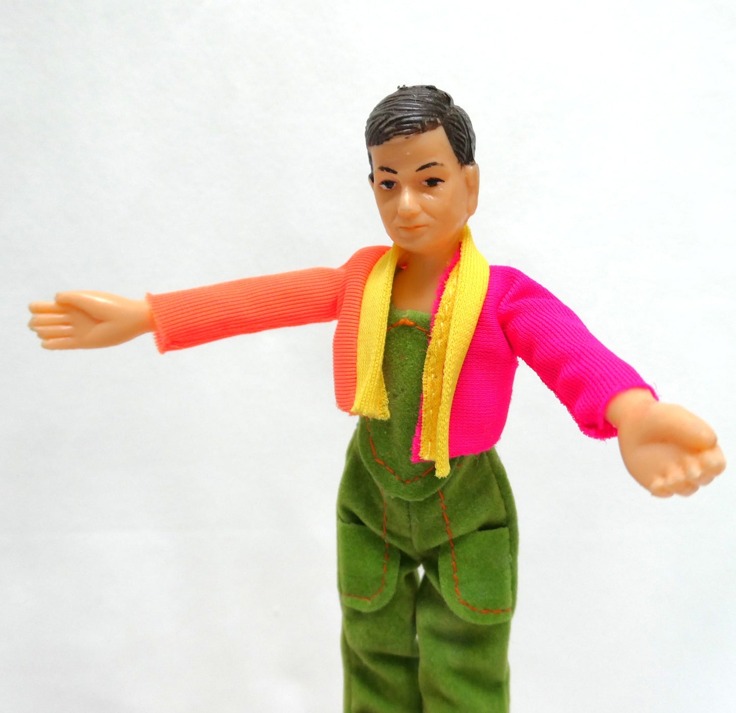Vintage 4-Inch Tall MARX RUBBER BENDABLE DOLLHOUSE FIGURE, Fully Dressed plus extras!
