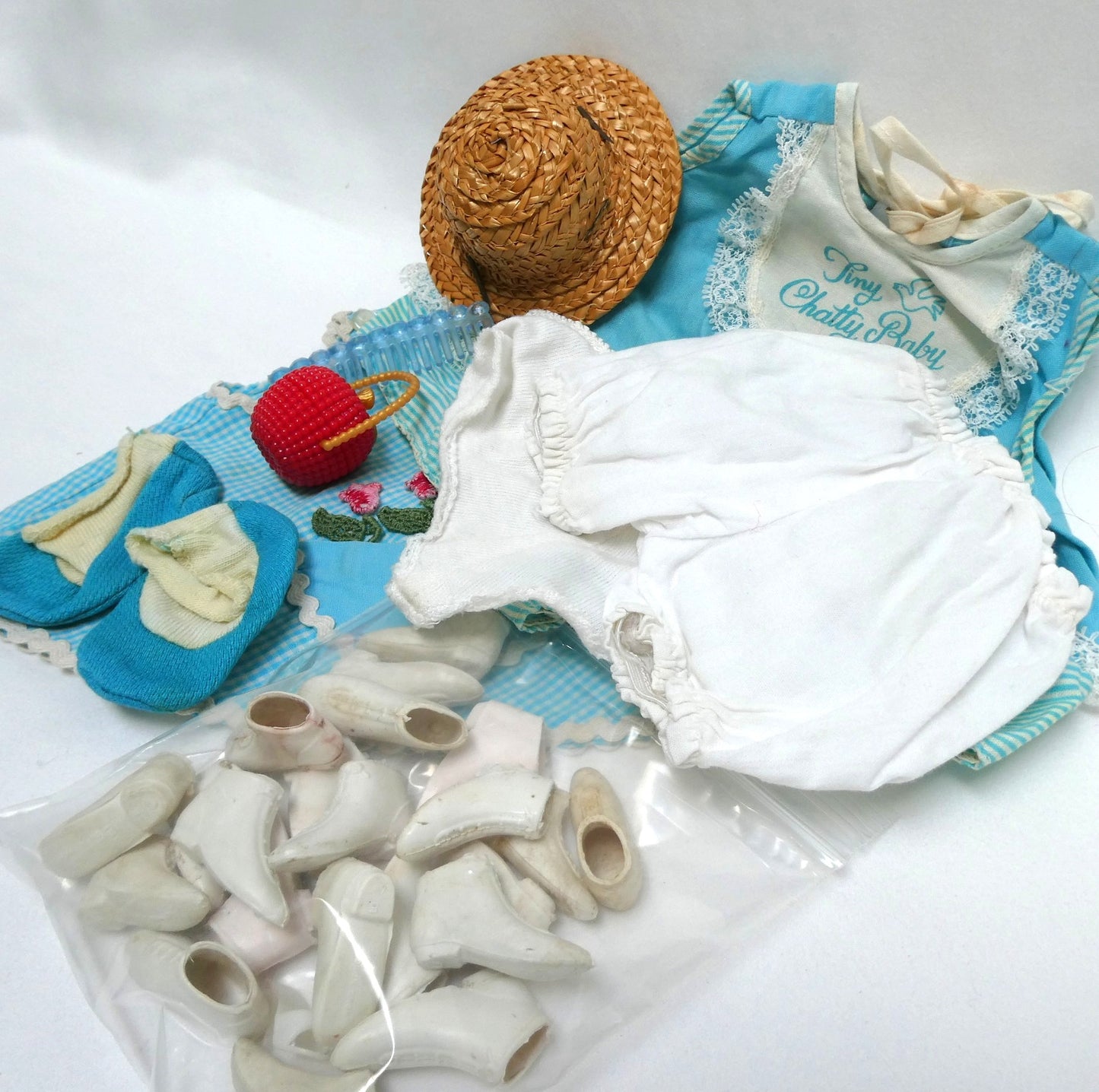 Vintage Lot of 1960's MATTEL CHATTY Baby Doll Clothes, Shoes and Accessory Collection!