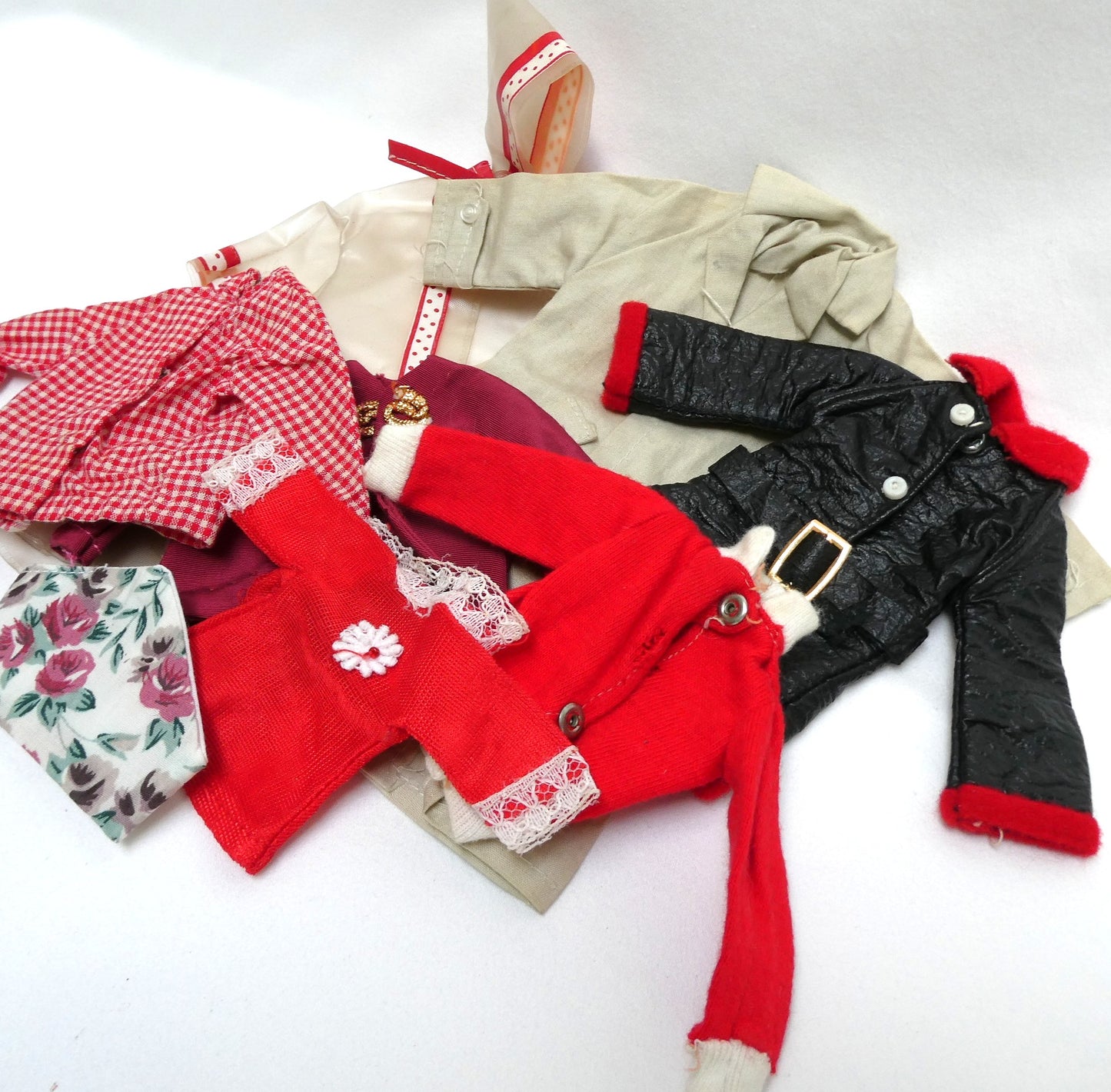 Red and White LOT SALE of 1960's Vintage Barbie and Vintage Ken Assorted Doll Clothes